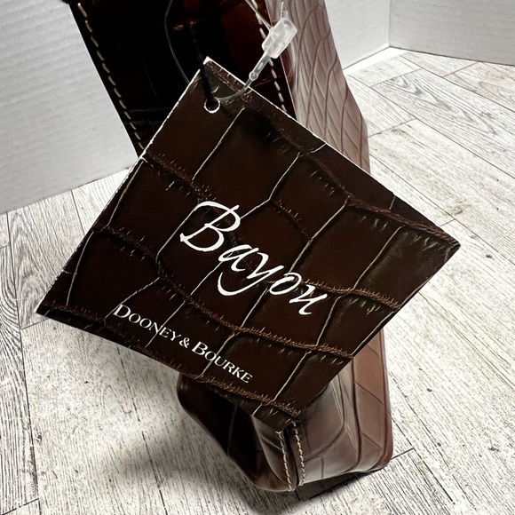 NEW Dooney & Bourke Bayou Top Zip Shoulder Bag croc pattern leather - Picture 2 of 14